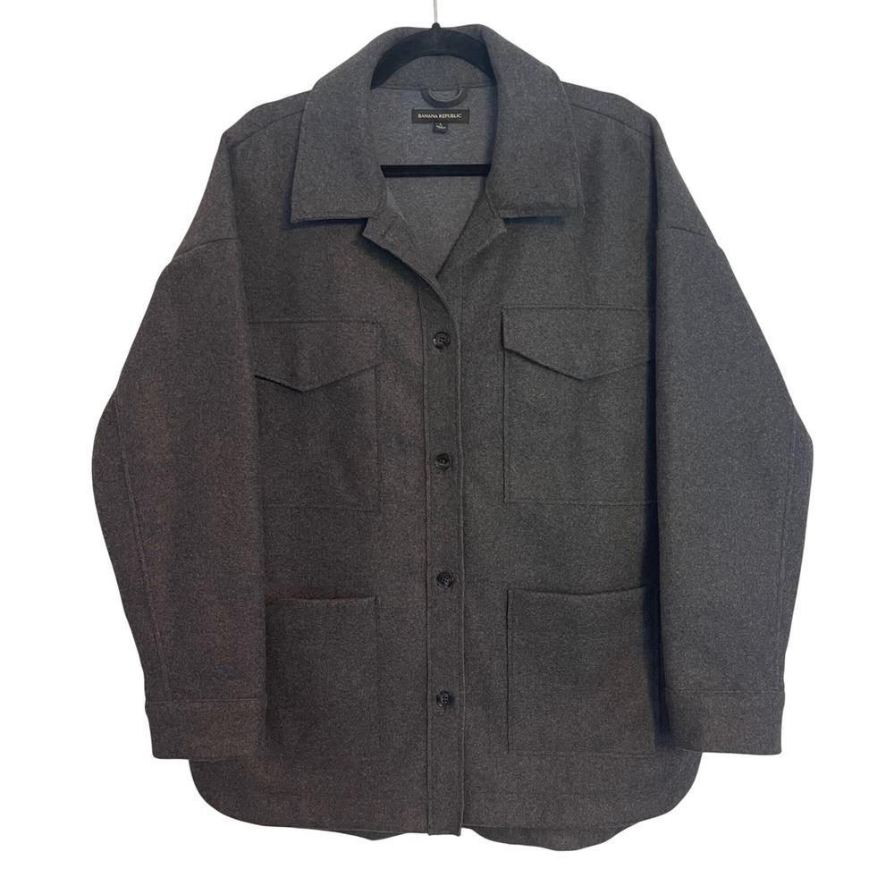 Banana Republic Mens Large Gray Button Front Utility Shirt Jacket Shacket L